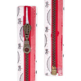 Rits deelbaar | Opti | metaal brons M60 | 30 cm | 722 rood Deelbare Rits OPTI - D - M60 - BRONS - 30 - CM - 722 - ROOD
